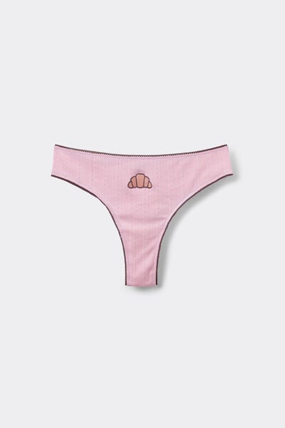 Tezenis Braguita Brasileña Algodón Pointelle Bordado Mujer Rosa Tamaño L