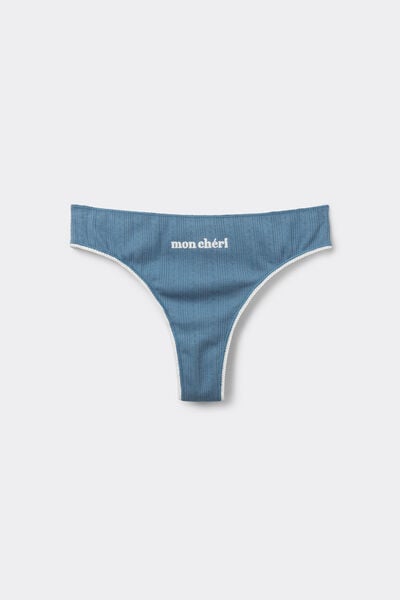 Tezenis Braguita Brasileña Algodón Pointelle Bordado Mujer Azul Tamaño L