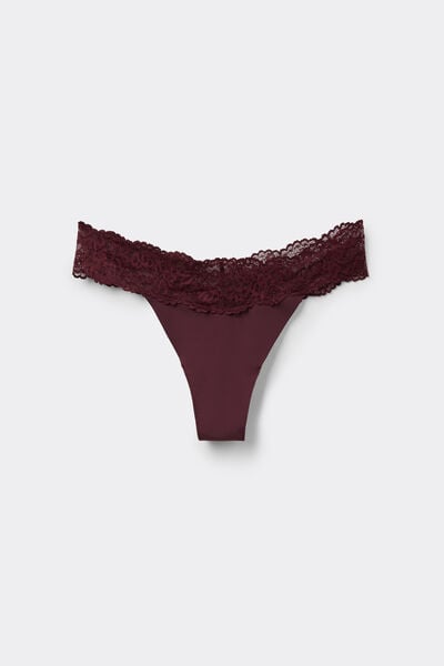 Tezenis Braguita Brasileña Microfibra Sin Costuras Encaje Mujer Rojo Tamaño L