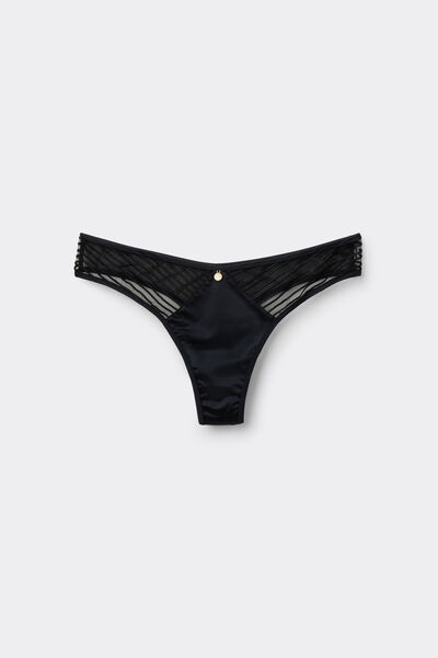 Tezenis Braguita Brasileña Sheer Lines Mujer Negro Tamaño L