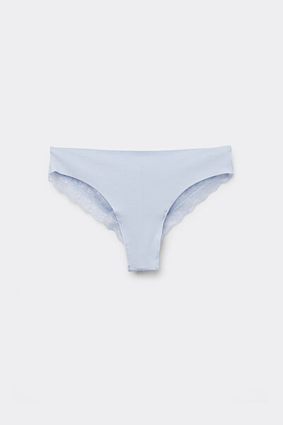 Tezenis Braguita Brasileña Sin Costuras Algodón Orgánico Encaje Reciclado Mujer Azul Claro Tamaño L