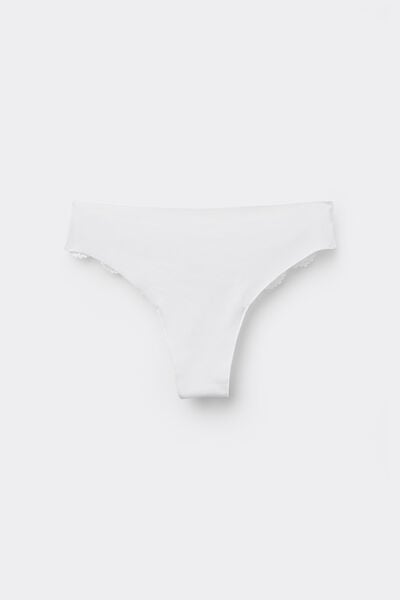 Tezenis Braga brasileña con algodón y encaje sin costuras Mujer Blanco Tamaño L