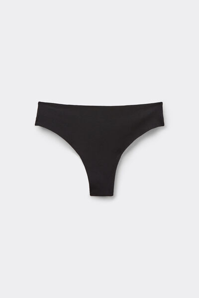 Tezenis Braga brasileña con algodón y encaje sin costuras Mujer Negro Tamaño L
