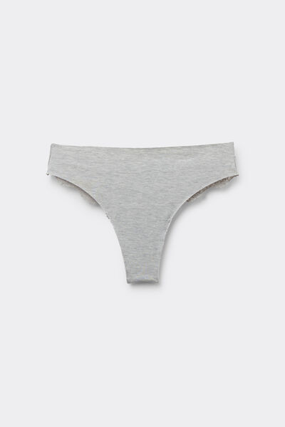 Tezenis Braga brasileña con algodón y encaje sin costuras Mujer Gris Tamaño L