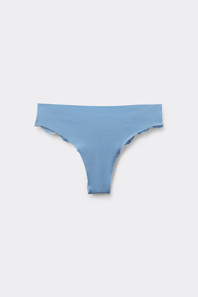 Tezenis Braga brasileña con algodón y encaje sin costuras Mujer Azul Claro Tamaño L