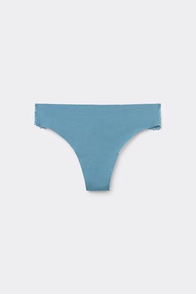 Tezenis Braga brasileña con algodón y encaje sin costuras Mujer Azul Tamaño L