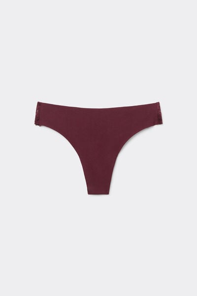 Tezenis Braga brasileña con algodón y encaje sin costuras Mujer Rojo Tamaño L