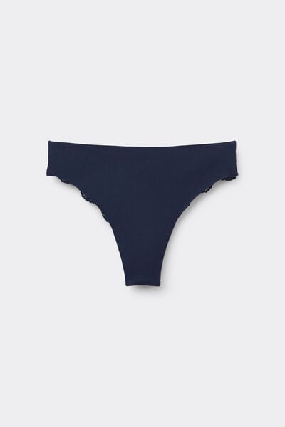 Tezenis Braga brasileña con algodón y encaje sin costuras Mujer Azul Tamaño L