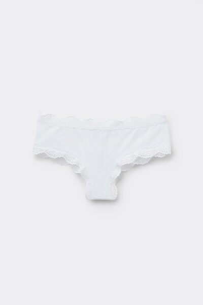 Tezenis Culotte Brasileño Microfibra Encaje Reciclado Mujer Blanco Tamaño L