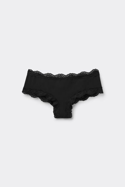 Tezenis Culotte Brasileño Microfibra Encaje Reciclado Mujer Negro Tamaño L