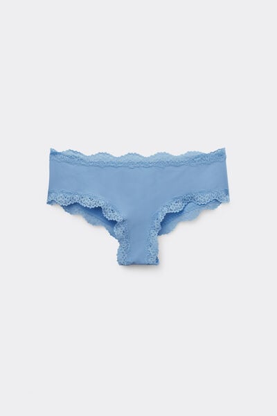 Tezenis Culotte Brasileño Microfibra Encaje Reciclado Mujer Azul Claro Tamaño L