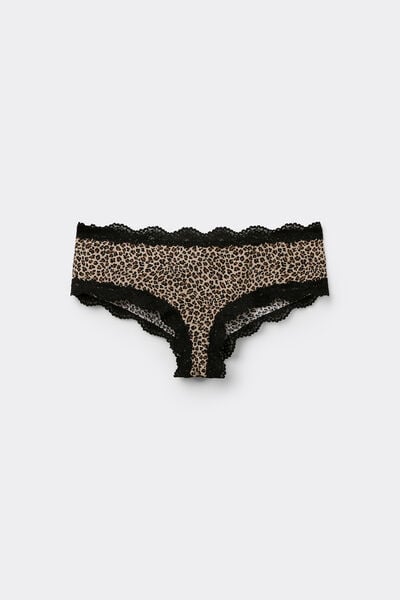 Tezenis Culotte Brasileño Microfibra Estampado y Encaje Reciclado Mujer Animalier Tamaño L