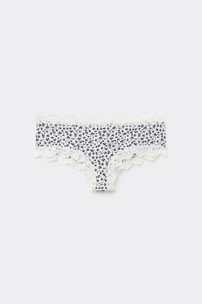 Tezenis Braguita Culotte Brasileña de Microfibra con Estampado y Encaje Mujer Impreso Tamaño L