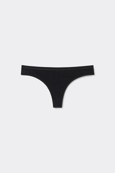 Tezenis Tanga de Algodón Orgánico Mujer Negro Tamaño L