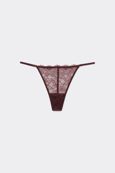 Tezenis Tanga de Encaje con Tira Lateral Fina Mujer Rojo Tamaño L