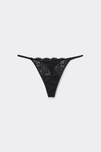 Tezenis Tanga con Tira Lateral Fina Midnight Secret Mujer Negro Tamaño L
