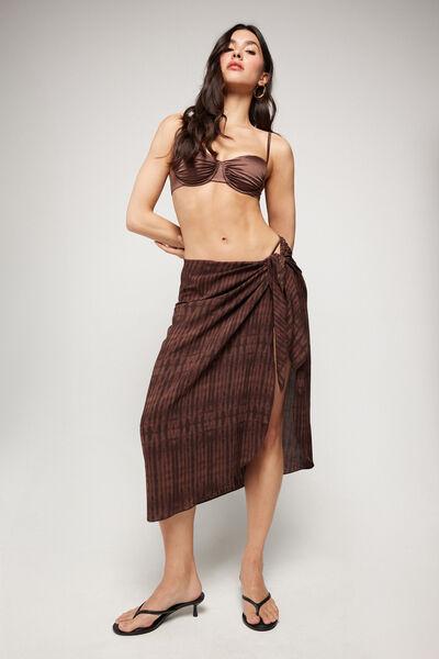 Tezenis Pareo Midi de Tela de Viscosa Mujer Marrón Tamaño M/L