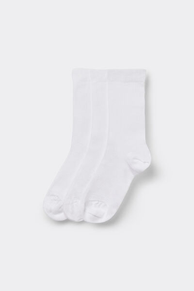 Tezenis 3 Pares Calcetines 3/4 Canalé Algodón Mujer Mujer Blanco Tamaño TU