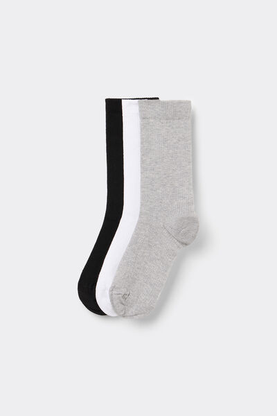 Tezenis 3 Pares Calcetines 3/4 Canalé Algodón Mujer Mujer Negro Tamaño TU