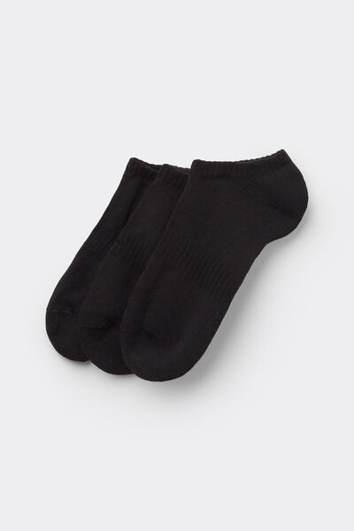 Tezenis 3 Pares de Calcetines Cortos Deportivos de Algodón Mujer Negro Tamaño TU