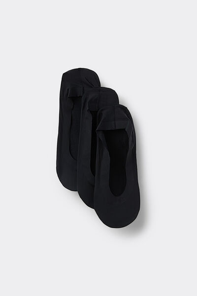 Tezenis 3 Pares Calcetines Invisibles Algodón y Silicona Mujer Negro Tamaño TU