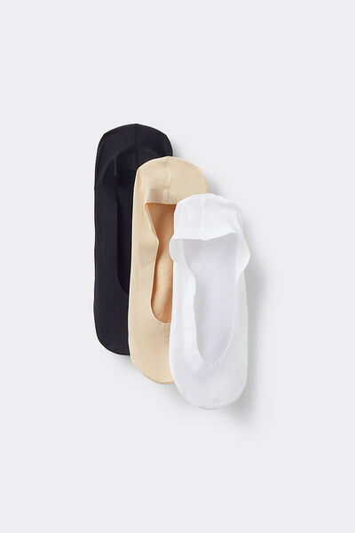 Tezenis 3 Pares Calcetines Invisibles Algodón y Silicona Mujer Negro Tamaño TU