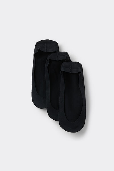 Tezenis 3 pares de calcetines invisibles de algodón de corte bajo Mujer Negro Tamaño TU