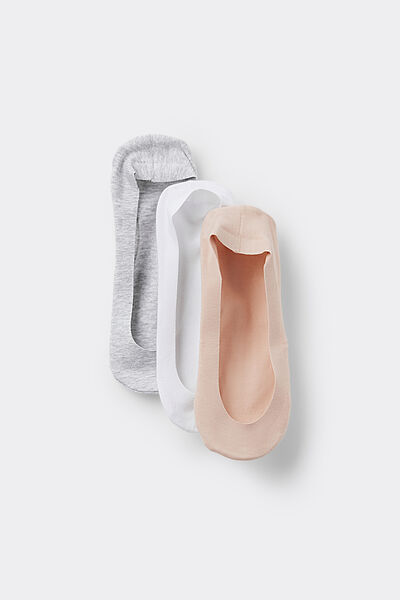 Tezenis 3 pares de calcetines invisibles de algodón de corte bajo Mujer Multicolor Tamaño TU