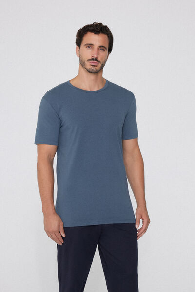Tezenis Camiseta de Algodón Orgánico Elástico Hombre Azul Claro Tamaño L