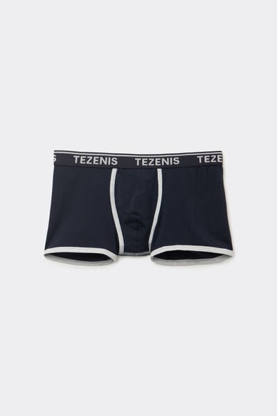 Tezenis Bóxer de Algodón orgánico con Bordes Contraste y Logo Hombre Azul Tamaño L