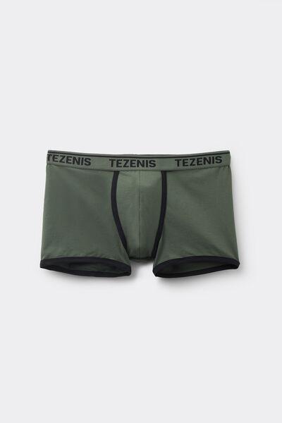 Tezenis Bóxer de Algodón orgánico con Bordes Contraste y Logo Hombre Verde Tamaño L