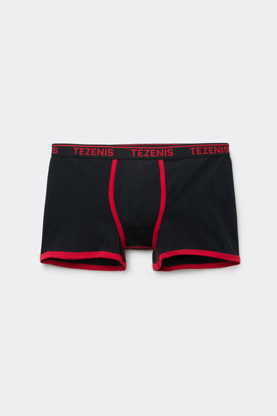 Tezenis Bóxer de Algodón orgánico con Bordes Contraste y Logo Hombre Negro Tamaño L