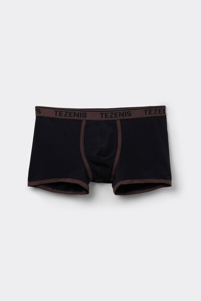 Tezenis Bóxer de Algodón orgánico con Bordes Contraste y Logo Hombre Negro Tamaño L