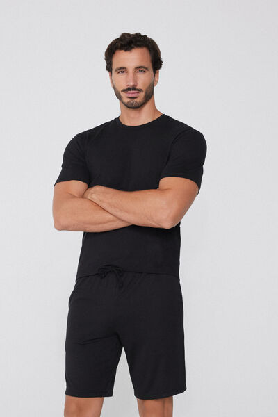 Tezenis Shorts de Viscosa con bolsillos y cordón Hombre Negro Tamaño L