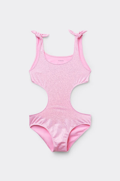 Tezenis Bañador Entero Trikini Niña Lunares Plateado Chica Rosa Tamaño 10-11