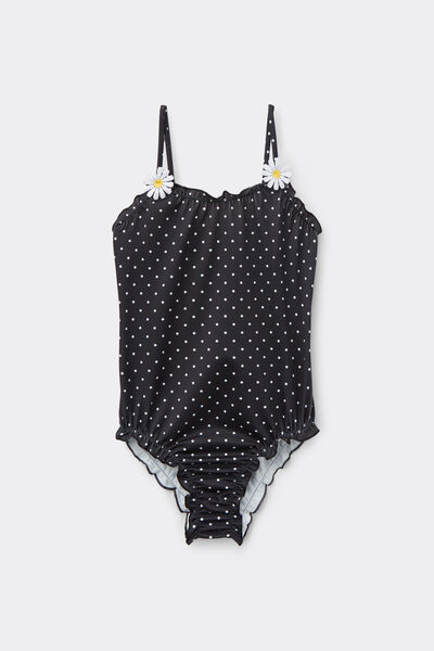 Tezenis Bañador Entero de Lunares para Niña Chica Negro Tamaño 10-11