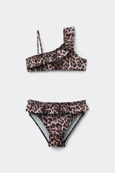Tezenis Bikini Brasier con Braguitas Niña Wild Soul Chica Animalier Tamaño 10-11