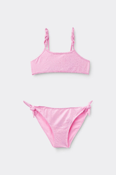 Tezenis Bikini Brasier Braguitas Niña Lunares Plateados Chica Rosa Tamaño 10-11