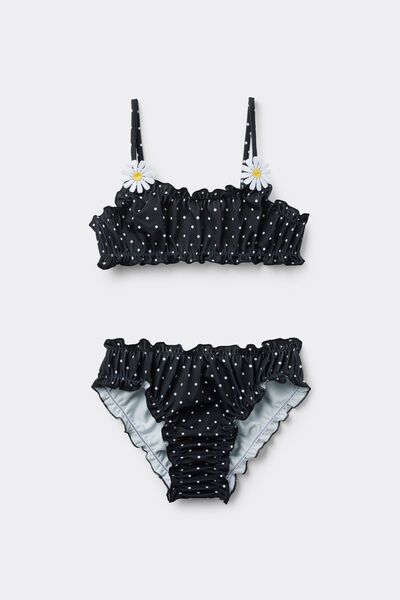 Tezenis Bikini Brasier Braguitas Niña Lunares Chica Negro Tamaño 10-11