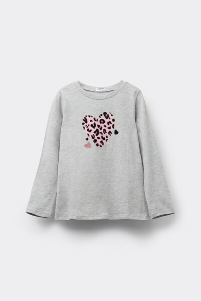 Tezenis Camiseta Manga Larga Niña Algodón Estampada Chica Gris Claro Tamaño 10-11