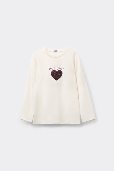 Tezenis Camiseta Manga Larga Niña Algodón Estampada Chica Blanco (avorio) Tamaño 10-11