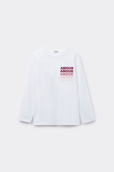 Tezenis Camiseta Manga Larga Niña Algodón Estampada Chica Blanco Tamaño 10-11