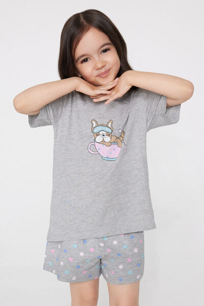 Tezenis Pijama Corto Algodón Niña Estampado Beauty Chica Gris Tamaño 10-11