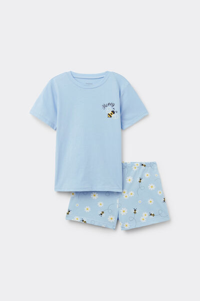 Tezenis Pijama Corto Algodón Niña Estampado Abejas Chica Amarillo Tamaño 10-11