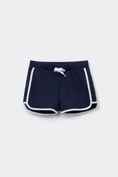 Tezenis Shorts Felpa Algodón Ribetes Niña Chica Azul Tamaño 10-11
