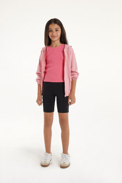 Tezenis Pantalón de Ciclista de Algodón de Color Liso para Niña Chica Negro Tamaño 10-11