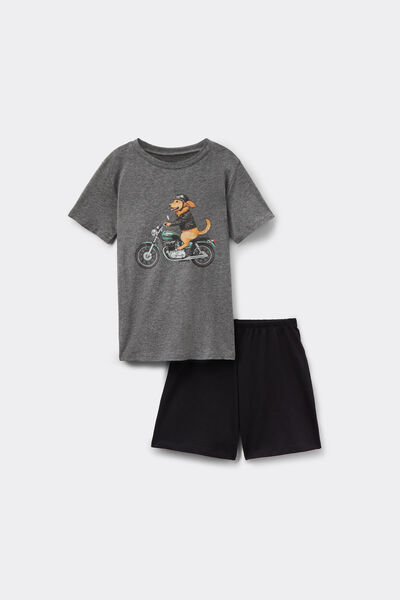 Tezenis Pijama Corto Algodón Estampado Niño Moto Perro Niño Negro Tamaño 10-11