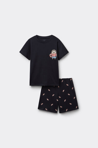 Tezenis Pijama Corto Algodón Niño Estampado Erizo Niño Azul Tamaño 10-11