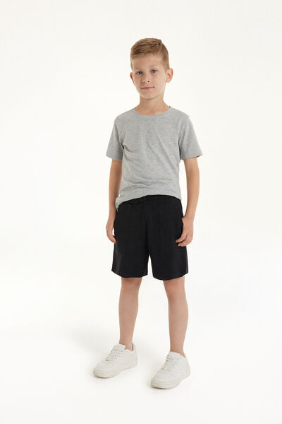 Tezenis Pantalones Cortos de Felpa de Algodón con Bolsillos para Niño Niño Negro Tamaño 10-11