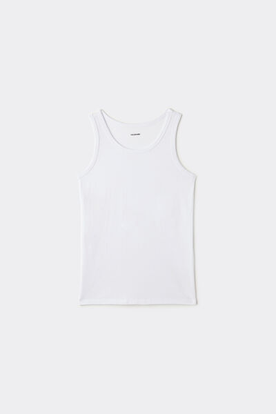 Tezenis Camiseta de tirantes anchos básica de algodón para niños unisex Unisex Blanco Tamaño 6-7